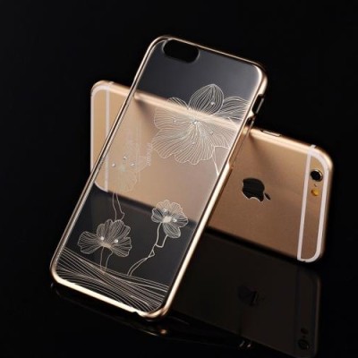 Apple iPhone 6S elegants X-Fitted Crystal Lotus Swarovski dzidrs (caurspīdīgs) zelta plastmasas apvalks ar kristāliem / Vacins.l