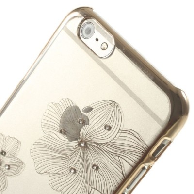 Apple iPhone 6S elegants X-Fitted Crystal Lotus Swarovski dzidrs (caurspīdīgs) zelta plastmasas apvalks ar kristāliem / Vacins.l