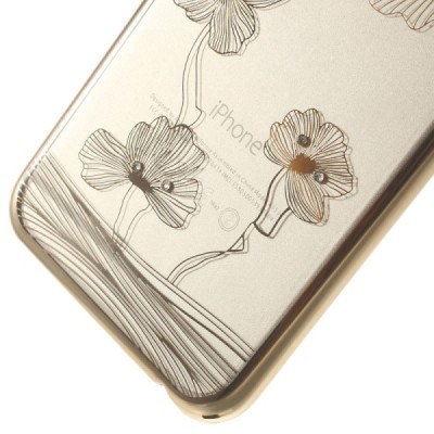Apple iPhone 6S elegants X-Fitted Crystal Lotus Swarovski dzidrs (caurspīdīgs) zelta plastmasas apvalks ar kristāliem / Vacins.l