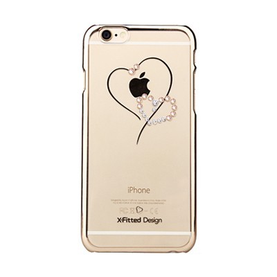 Apple iPhone 6 (6s) X-Fitted Crystal Icon Pro Telesthesia Swarovski plastikinis skaidrus permatomas auksinis dėklas su kristalai
