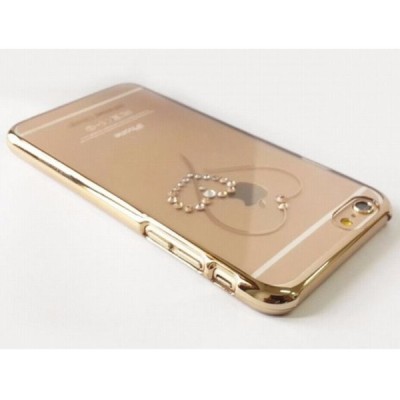 Apple iPhone 6 (6s) X-Fitted Crystal Icon Pro Telesthesia Swarovski plastikinis skaidrus permatomas auksinis dėklas su kristalai