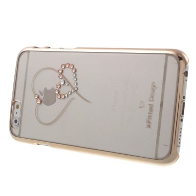 Apple iPhone 6 (6s) X-Fitted Crystal Icon Pro Telesthesia Swarovski plastikinis skaidrus permatomas auksinis dėklas su kristalai