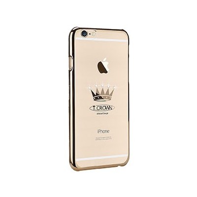 Apple iPhone 6 (6s) X-Fitted Crystal Icon Pro Crown Swarovski plastikinis skaidrus permatomas auksinis dėklas su kristalais / Pr