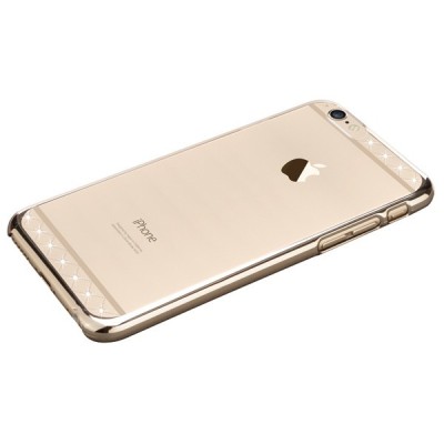 Apple iPhone 6 (6s) X-Fitted Crystal Icon Pro Lace Swarovski plastikinis skaidrus permatomas auksinis dėklas su kristalais / Pri