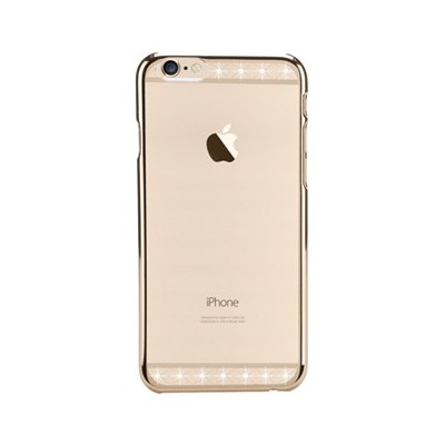 Apple iPhone 6 (6s) X-Fitted Crystal Icon Pro Lace Swarovski plastikinis skaidrus permatomas auksinis dėklas su kristalais / Pri