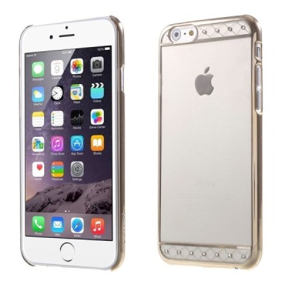 Apple iPhone 6 (6s) X-Fitted Crystal Icon Pro Lace Swarovski plastikinis skaidrus permatomas auksinis dėklas su kristalais / Pri