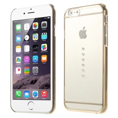 Apple iPhone 6 (6s) X-Fitted Crystal Icon Pro Waterdrop Swarovski plastikinis skaidrus permatomas auksinis dėklas su kristalais 