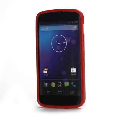 Nexus 4 E960 Jelly Case sarkans cieta silikona (TPU) futrālis / Vacins.lv