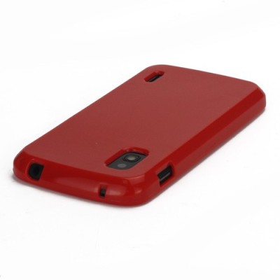 Nexus 4 E960 Jelly Case sarkans cieta silikona (TPU) futrālis / Vacins.lv