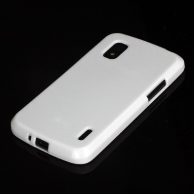 Nexus 4 E960 Jelly Case balts cieta silikona (TPU) futrālis / Vacins.lv