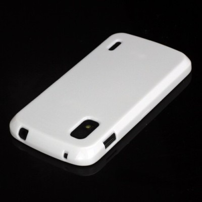 Nexus 4 E960 Jelly Case balts cieta silikona (TPU) futrālis / Vacins.lv