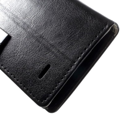 LG G Flex 2 H955 atverčiamas juodas odinis dėklas - piniginė / Priedai.lt