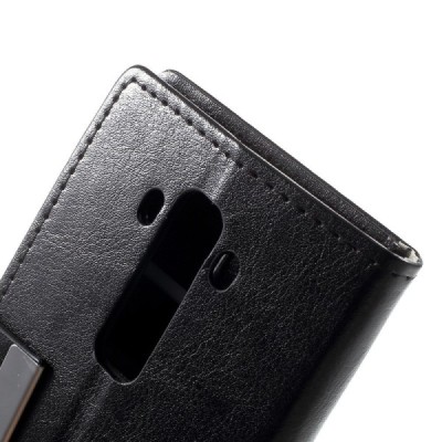 LG G Flex 2 H955 atverčiamas juodas odinis dėklas - piniginė / Priedai.lt