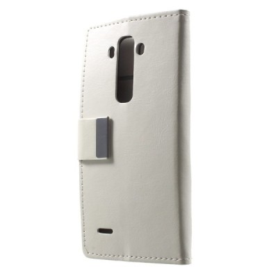 LG G Flex 2 H955 atvēramais ādas balts maciņš (maks) / Vacins.lv