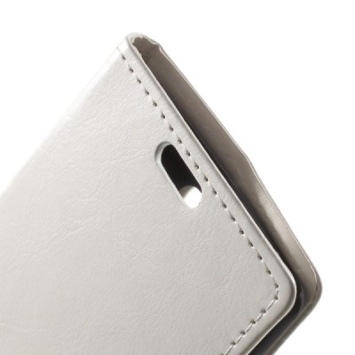 LG G Flex 2 H955 atvēramais ādas balts maciņš (maks) / Vacins.lv