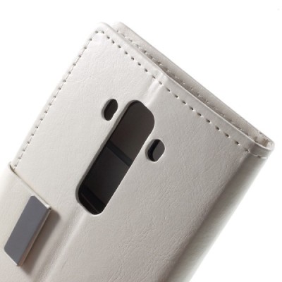 LG G Flex 2 H955 atvēramais ādas balts maciņš (maks) / Vacins.lv