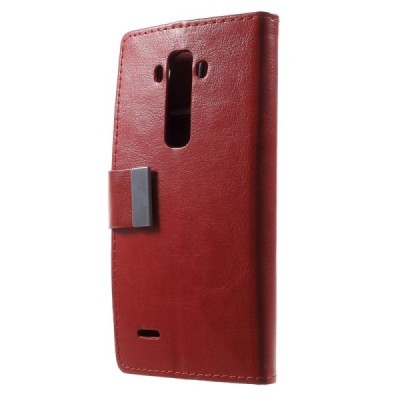 LG G Flex 2 H955 atverčiamas raudonas odinis dėklas - piniginė / Priedai.lt