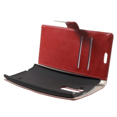 LG G Flex 2 H955 atverčiamas raudonas odinis dėklas - piniginė / Priedai.lt