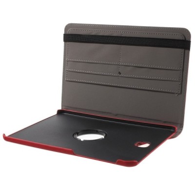 Samsung Galaxy Tab S2 8.0 4G LTE (T715, T710) atverčiamas, sukamas 360 laipsnių, raudonas odinis dėklas - stovas / Priedai.lt