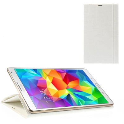 Samsung Galaxy Tab S 8.4 (T705, T700) SMART atverčiamas baltas odinis dėklas / Priedai.lt