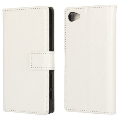 Sony Xperia Z5 Compact atvēramais ādas balts maciņš (maks) / Vacins.lv