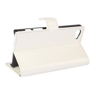 Sony Xperia Z5 Compact atvēramais ādas balts maciņš (maks) / Vacins.lv