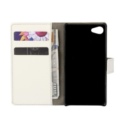 Sony Xperia Z5 Compact atvēramais ādas balts maciņš (maks) / Vacins.lv