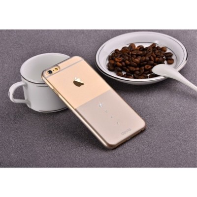 Apple iPhone 6 (6s) Devia Crystal Fashion Swarovski plastikinis skaidrus permatomas auksinis dėklas su kristalais / Priedai.lt