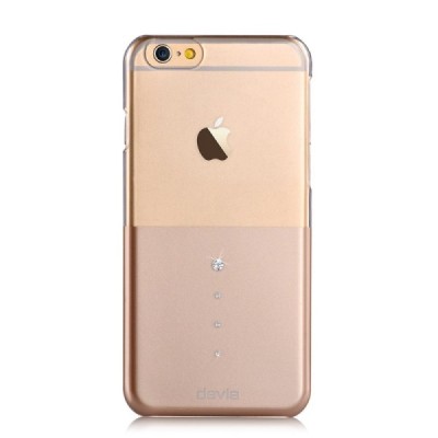 Apple iPhone 6 (6s) Devia Crystal Fashion Swarovski plastikinis skaidrus permatomas auksinis dėklas su kristalais / Priedai.lt