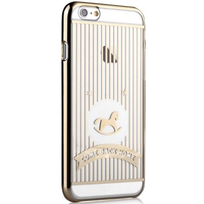 Apple iPhone 6 (6s) Devia Love&Fun plastikinis skaidrus permatomas auksinis dėklas / Priedai.lt