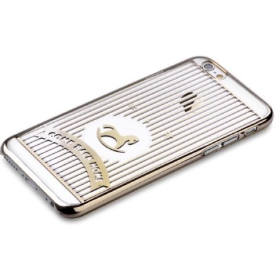 Apple iPhone 6 (6s) Devia Love&Fun plastikinis skaidrus permatomas auksinis dėklas / Priedai.lt