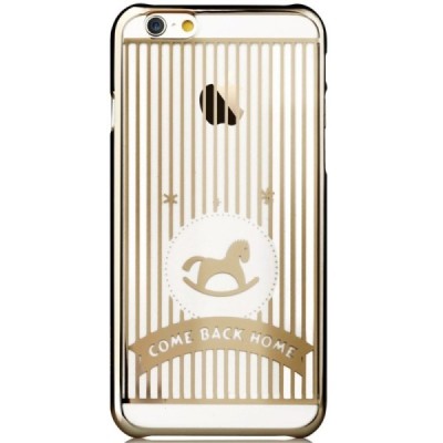 Apple iPhone 6 (6s) Devia Love&Fun plastikinis skaidrus permatomas auksinis dėklas / Priedai.lt