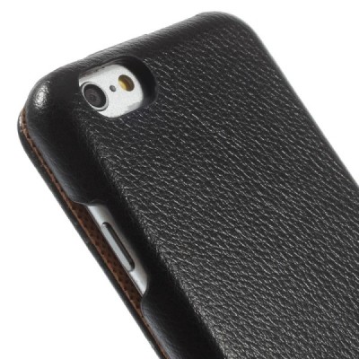 Apple iPhone 6s vertikāli atvērams ādas melns maciņš / Vacins.lv