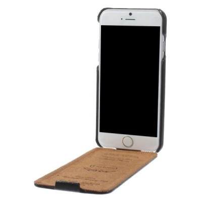 Apple iPhone 6s vertikāli atvērams ādas melns maciņš / Vacins.lv