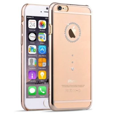 Apple iPhone 6S elegants Devia Crystal Diamante Swarovski dzidrs (caurspīdīgs) zelta plastmasas apvalks ar kristāliem / Vacins.l