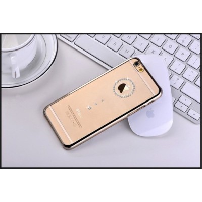 Apple iPhone 6 (6s) Devia Crystal Diamante Swarovski plastikinis skaidrus permatomas auksinis dėklas su kristalais / Priedai.lt