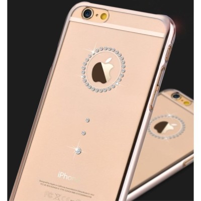 Apple iPhone 6 (6s) Devia Crystal Diamante Swarovski plastikinis skaidrus permatomas auksinis dėklas su kristalais / Priedai.lt