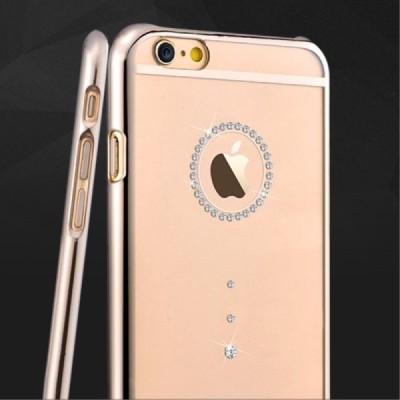 Apple iPhone 6 (6s) Devia Crystal Diamante Swarovski plastikinis skaidrus permatomas auksinis dėklas su kristalais / Priedai.lt