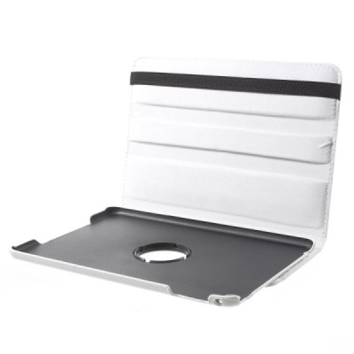 Apple iPad mini 4 (iPad mini 2019) atvēramais balts ādas maciņš, grozās 360° grādu apjomā / Vacins.lv