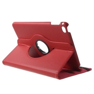 Apple iPad mini 4 (iPad mini 2019) atvēramais sarkans ādas maciņš, grozās 360° grādu apjomā / Vacins.lv