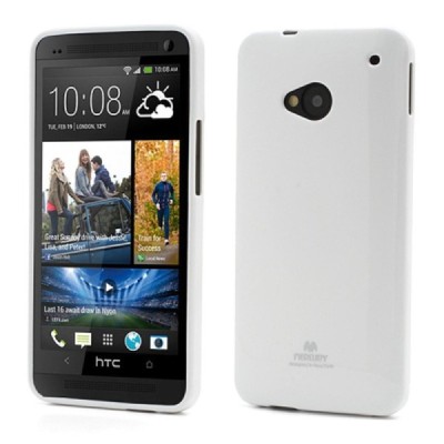 HTC One M7 baltas Mercury kieto silikono (TPU) dėklas / Priedai.lt