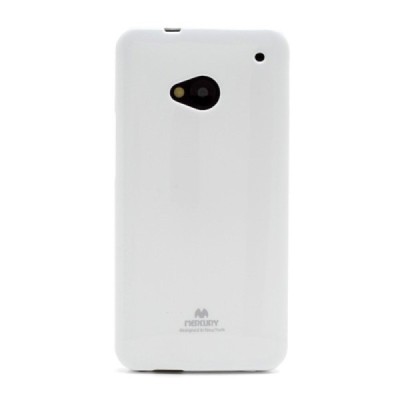 HTC One M7 baltas Mercury kieto silikono (TPU) dėklas / Priedai.lt