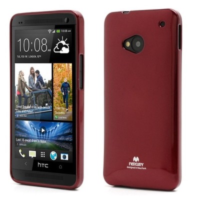 HTC One M7 raudonas Mercury kieto silikono (TPU) dėklas / Priedai.lt