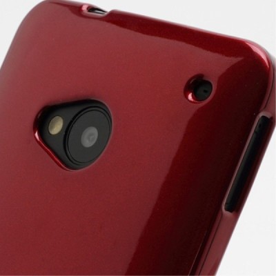 HTC One M7 Mercury sarkans cieta silikona (TPU) apvalks / vacins.lv