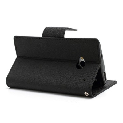 HTC One M7 Mercury juodas atverčiamas dėklas - piniginė / Priedai.lt