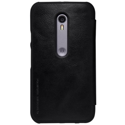 Greznais „Nillkin“ Qin sērijas ādas atvērams melns Motorola Moto G 3rd (3 Gen) maciņš / Vacins.lv