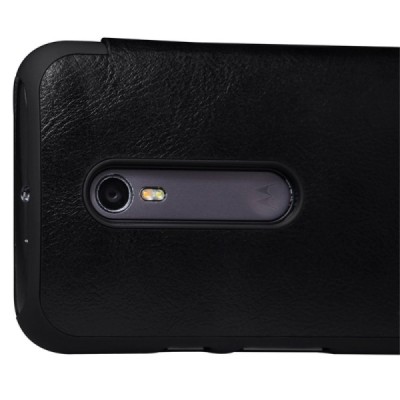 Greznais „Nillkin“ Qin sērijas ādas atvērams melns Motorola Moto G 3rd (3 Gen) maciņš / Vacins.lv