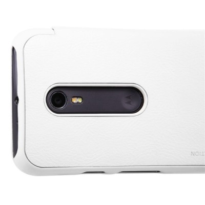 Prabangus „Nillkin“ Qin serijos baltas odinis atverčiamas Motorola Moto G 3 kartos (Gen 3) dėklas / Priedai.lt