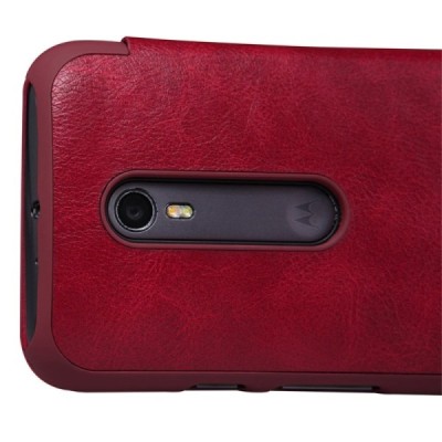 Greznais „Nillkin“ Qin sērijas ādas atvērams sarkans Motorola Moto G 3rd (3 Gen) maciņš / Vacins.lv