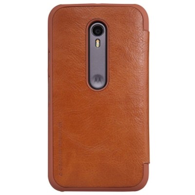Greznais „Nillkin“ Qin sērijas ādas atvērams brūns Motorola Moto G 3rd (3 Gen) maciņš / Vacins.lv